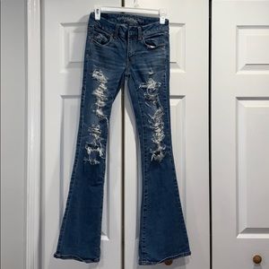 Ripped flare jeans
